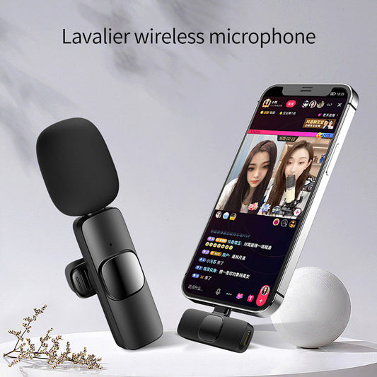 Wireless Lavalier Microphone Portable Audio Video Recording Mini Mic For I Phone Android Long Batter