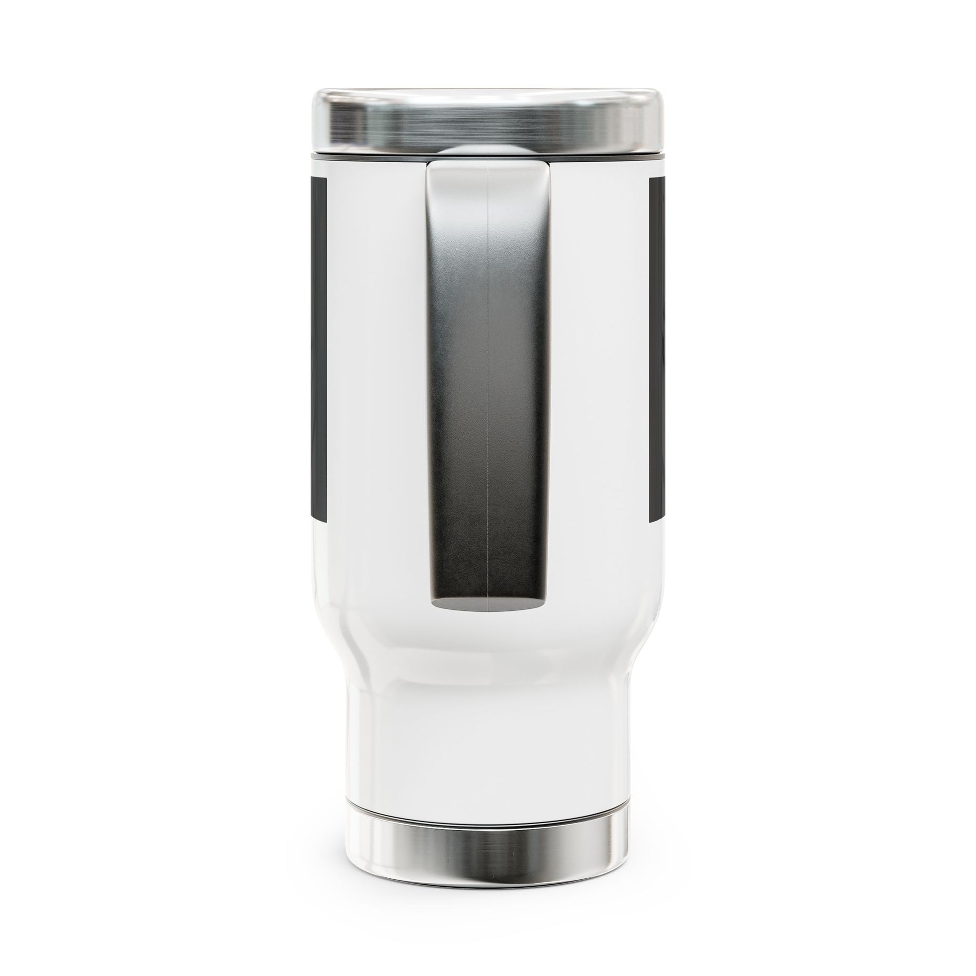 White and silver cylindrical object on a white background
