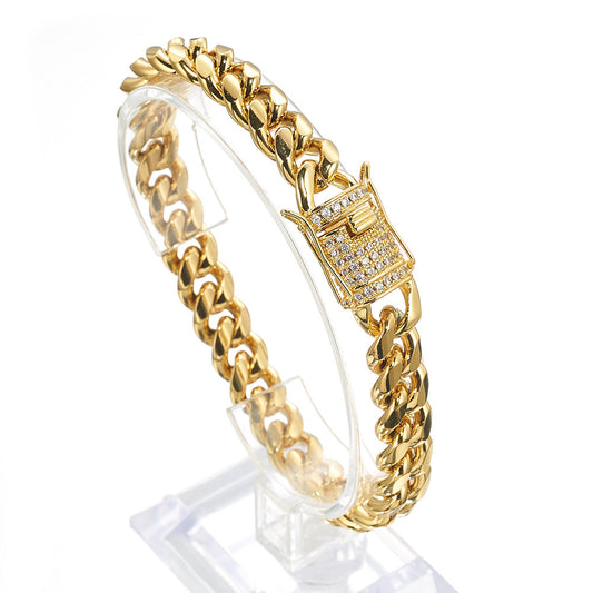 Hot Selling Stainless Steel Cuban Chain Encrypted Titanium Steel Bracelet – General at AWSMshop.ai
