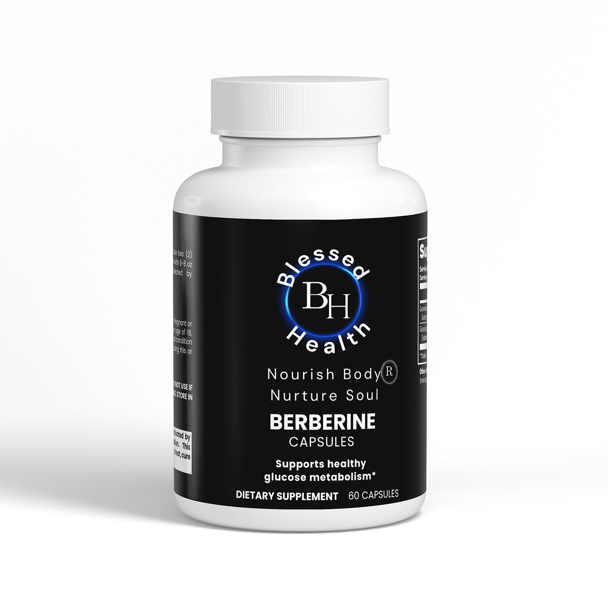 Blessed Health Berberine capsules bottle on a white background
