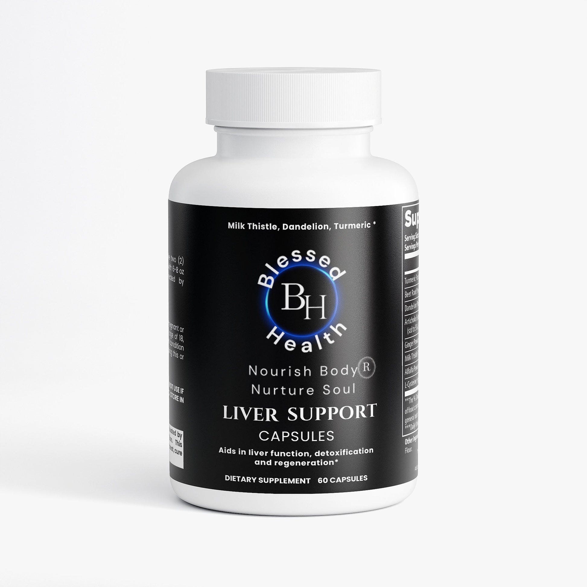 Blessed Health liver support capsules bottle on a white background