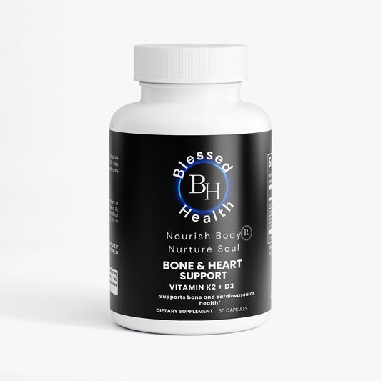 Blessed Health dietary supplement bottle on a white background