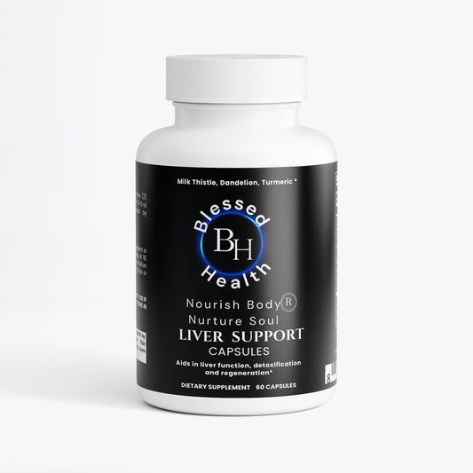 Blessed Health liver support capsules bottle on a white background