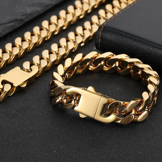 Hip Hop Stainless Steel Encrypted Four Sides Grind Cuban Chain – General at AWSMshop.ai
