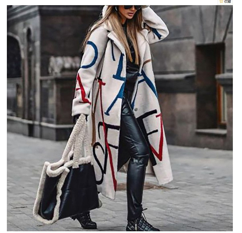 Women's Printed Dragon And Phoenix Woolen Coat – Uncategorized at AWSMshop.ai