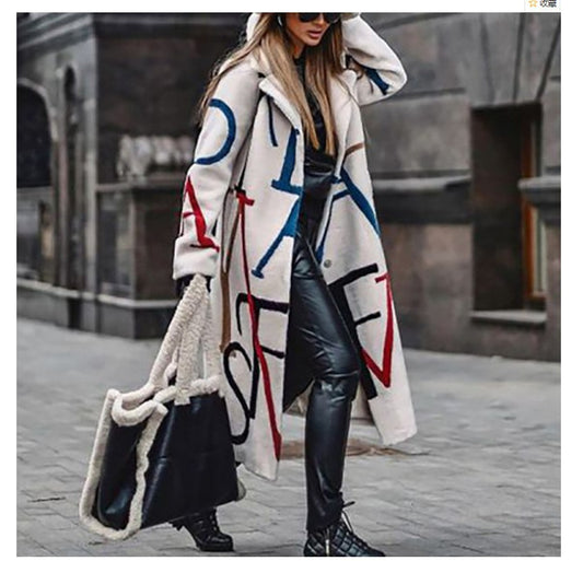 Women's Printed Dragon And Phoenix Woolen Coat – Uncategorized at AWSMshop.ai