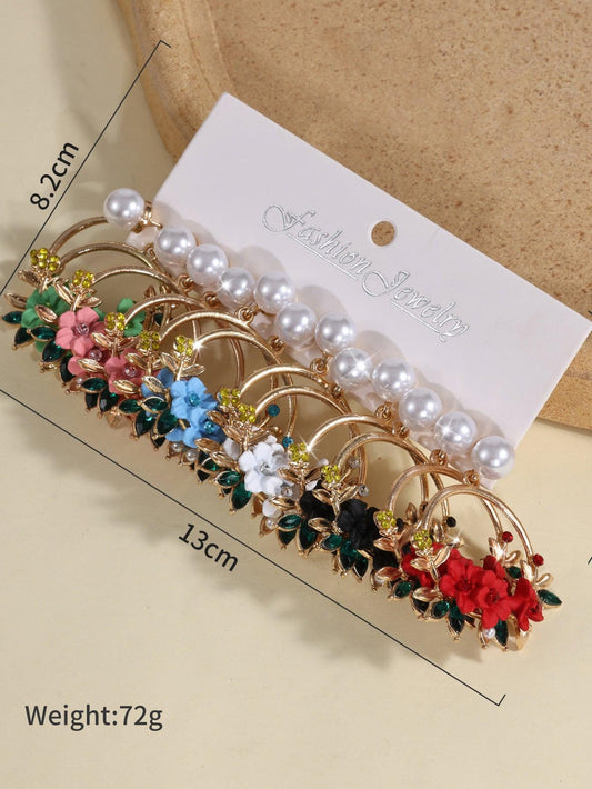 6-piece Set Of Sweet Soft Ceramic Pearl Flower Earrings 