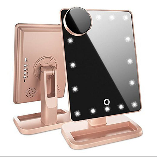 Touch Screen Makeup Mirror With 20 LED Light Bluetooth Music Speaker 10X Magnifying Mirrors Lights –