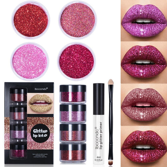 Glitter Lip Gloss Lipstick Shiny DIY Lip Gloss Diamond Waterproof Long Lasting Lipgloss Kit With Lip