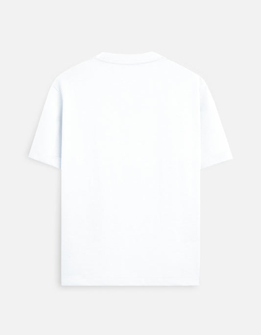 Plain white t-shirt on a light gray background