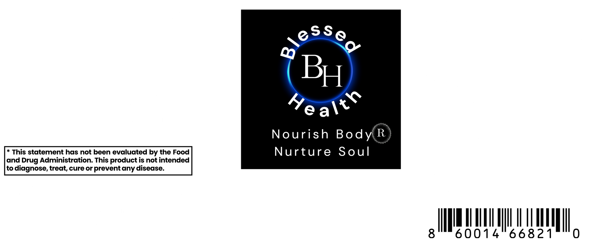 Blessed Health product label with logo and text on a white background