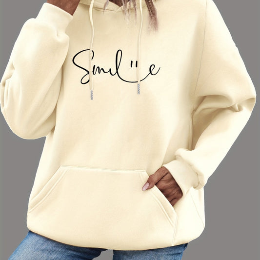 Womens Smile Print Hoodie With Kangaroo Pocket-comfortable – Uncategorized at AWSMshop.ai