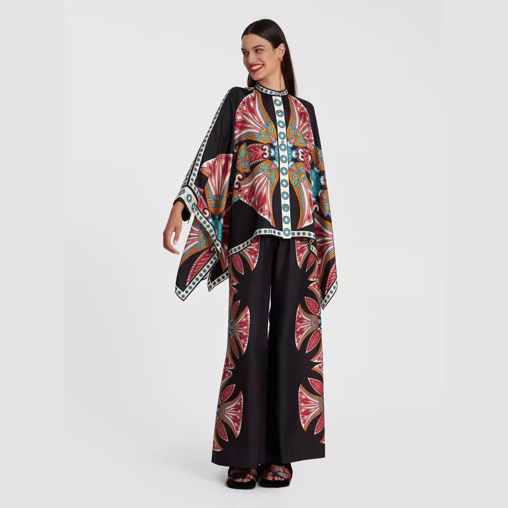 Women's Stand Collar Irregular Top Trousers Suit Two-piece Set – Uncategorized at AWSMshop.ai